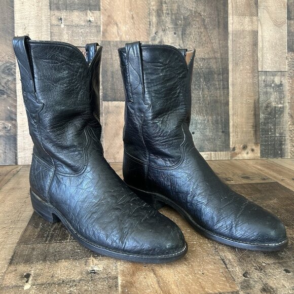 Lucchese Classics L8008 Vintage Ostrich Roper Western Cowboy Boots Mens 11 D - Picture 1 of 12